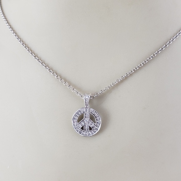 14 Karat White Gold and Diamond Peace Sign Pendant #21922 - Picture 9 of 9